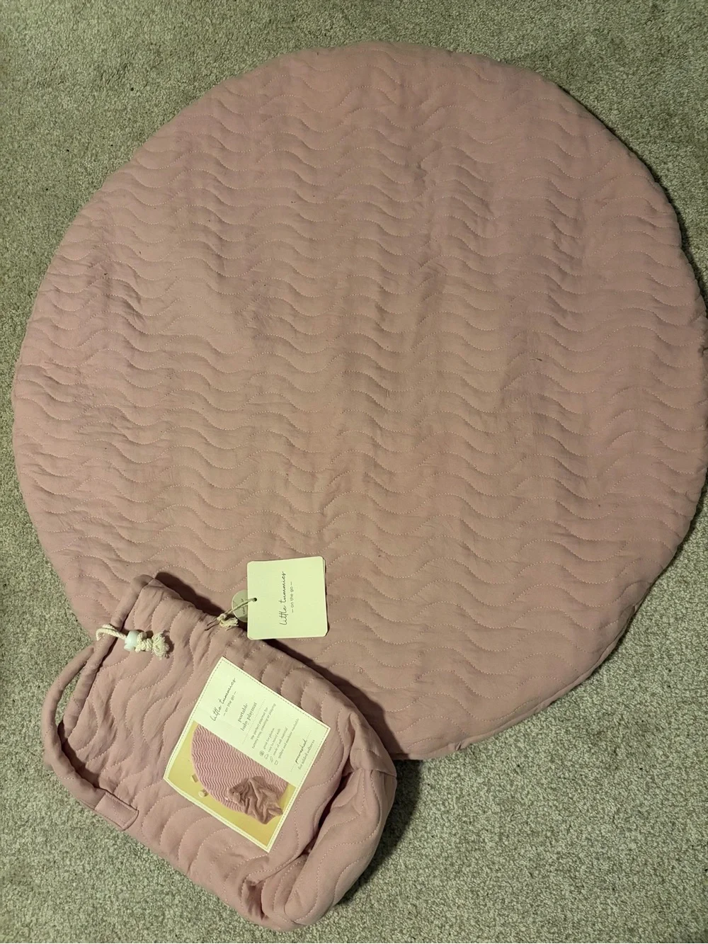 Blush Quilted Round Play Mat with Storage Bag - Home Accents